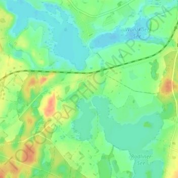 Rödlinの地形図、標高、地勢