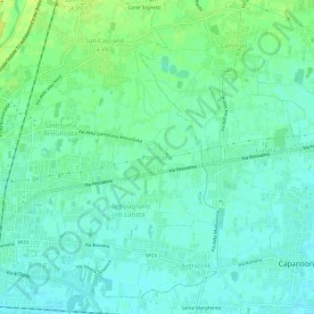 Piccioranaの地形図、標高、地勢