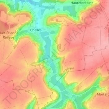 Bérogneの地形図、標高、地勢