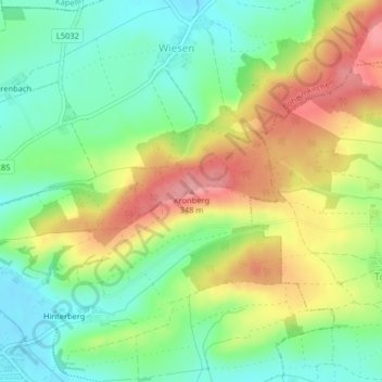 Kronbergの地形図、標高、地勢