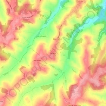 Latapieの地形図、標高、地勢