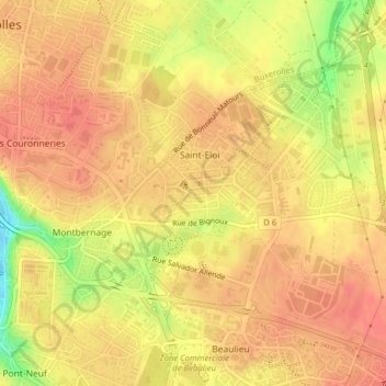 Chironの地形図、標高、地勢