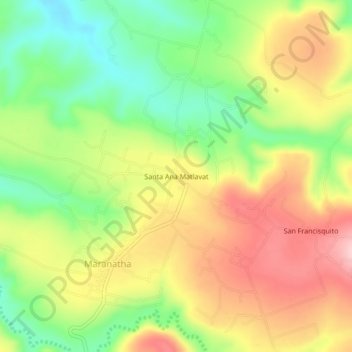 Santa Ana Matlavatの地形図、標高、地勢