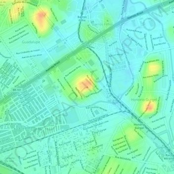 Morro da Cruzの地形図、標高、地勢