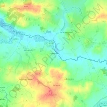 La Veillerièreの地形図、標高、地勢