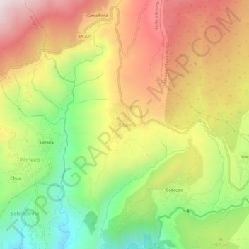 Picãoの地形図、標高、地勢