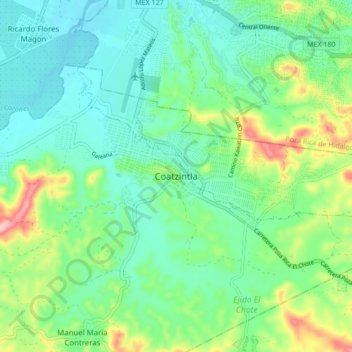 Coatzintlaの地形図、標高、地勢