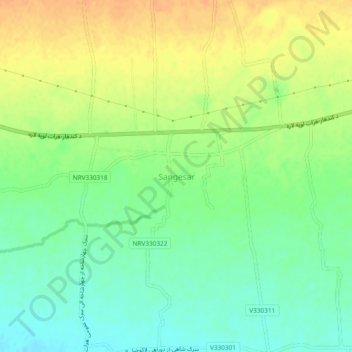 Sangesarの地形図、標高、地勢