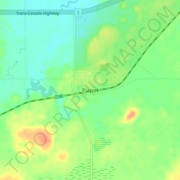 Piapotの地形図、標高、地勢