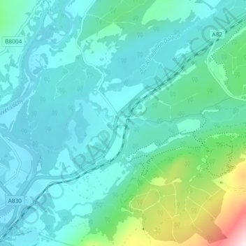Torlundyの地形図、標高、地勢