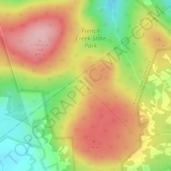 Baptism Creek Springの地形図、標高、地勢