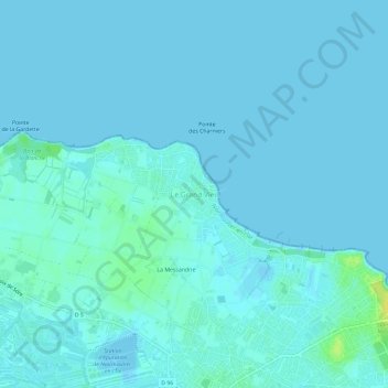 Le Grand Vieilの地形図、標高、地勢