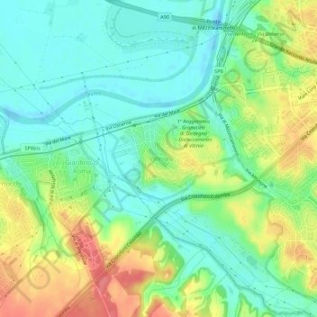 Vitiniaの地形図、標高、地勢