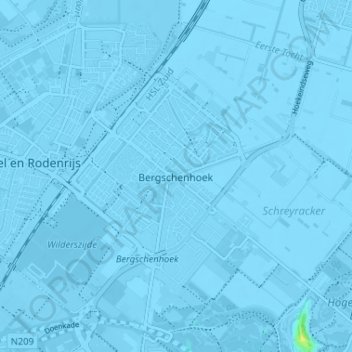 Bergschenhoekの地形図、標高、地勢