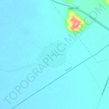 Los Corazonesの地形図、標高、地勢