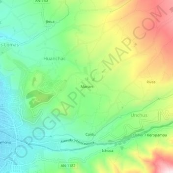 Marianの地形図、標高、地勢