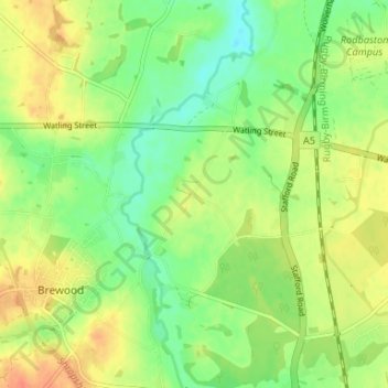 Clay Gatesの地形図、標高、地勢