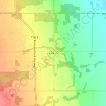 Kelwoodの地形図、標高、地勢