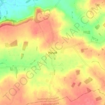 Wysallの地形図、標高、地勢