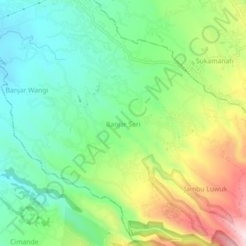 Banjar Sariの地形図、標高、地勢
