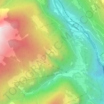 Olinaの地形図、標高、地勢