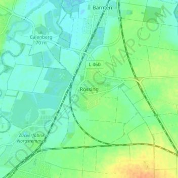 Rössingの地形図、標高、地勢