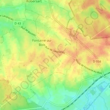 Les Lignesの地形図、標高、地勢