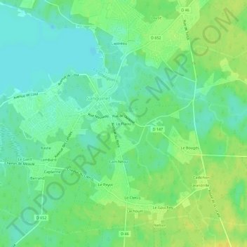 Le Piaouの地形図、標高、地勢