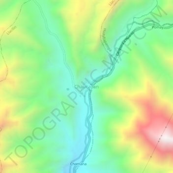 Chaucayanの地形図、標高、地勢