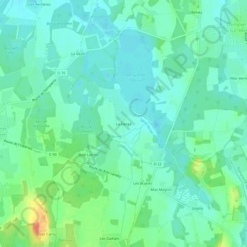 La Fangeの地形図、標高、地勢