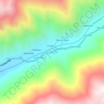 Achanizoの地形図、標高、地勢