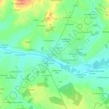 Le Bourg-Estの地形図、標高、地勢