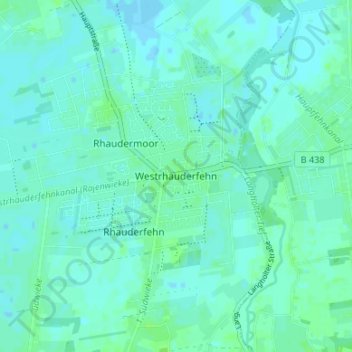 Westrhauderfehnの地形図、標高、地勢
