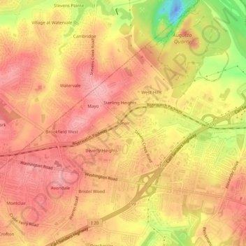 Bonairの地形図、標高、地勢