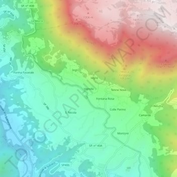 Vignolaの地形図、標高、地勢