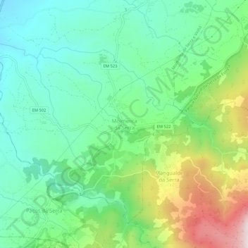 Moimenta da Serraの地形図、標高、地勢
