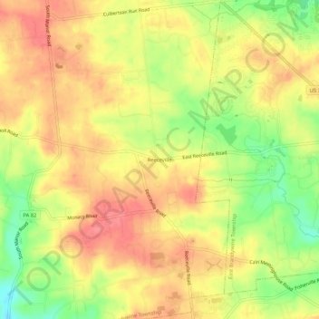 Reecevilleの地形図、標高、地勢