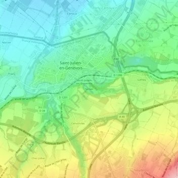 Ternierの地形図、標高、地勢