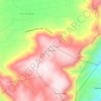 El Carmenの地形図、標高、地勢