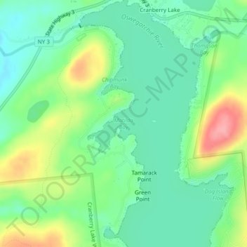 Matilda Bayの地形図、標高、地勢