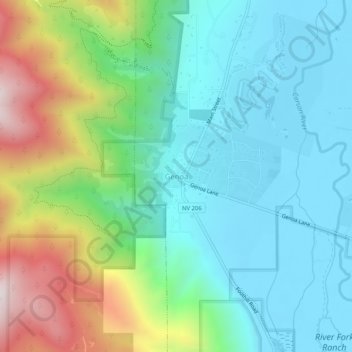 Genoaの地形図、標高、地勢