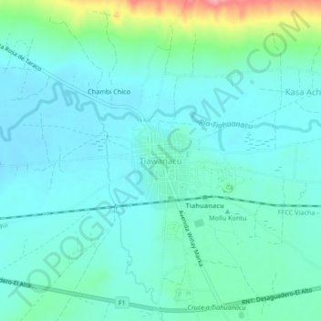 Tiawanacuの地形図、標高、地勢