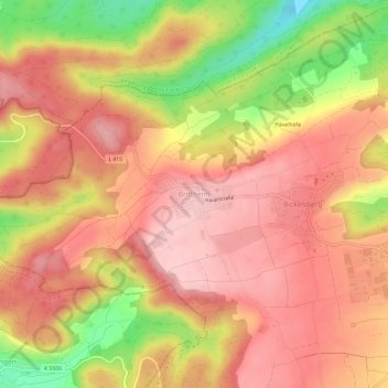 Brittheimの地形図、標高、地勢