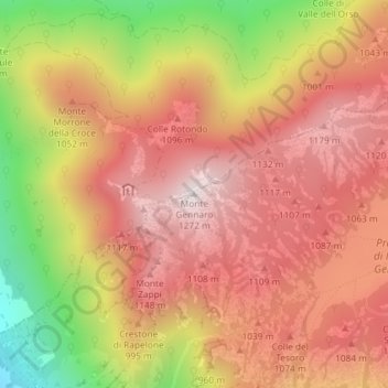 Monte Gennaroの地形図、標高、地勢