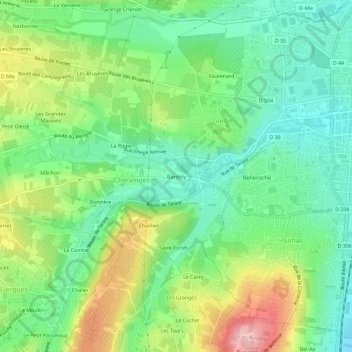 Bardolyの地形図、標高、地勢