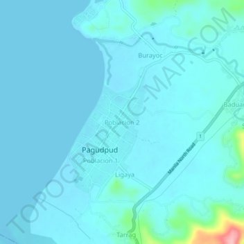 Poblacion 2の地形図、標高、地勢
