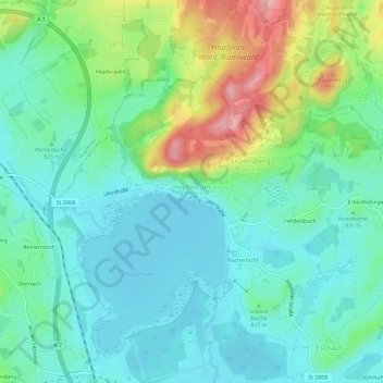 Hopfen am Seeの地形図、標高、地勢