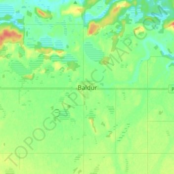 Baldurの地形図、標高、地勢