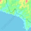 Pantai Karang Bolongの地形図、標高、地勢