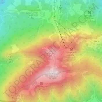 Alpspitzの地形図、標高、地勢